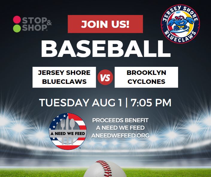 Jersey Shore Blueclaws Hosting A Game To Benefit A Need We Feed on August 1, 2023