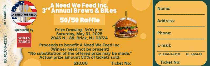 50/50 drawing will be pulled at the event! $10/ticket