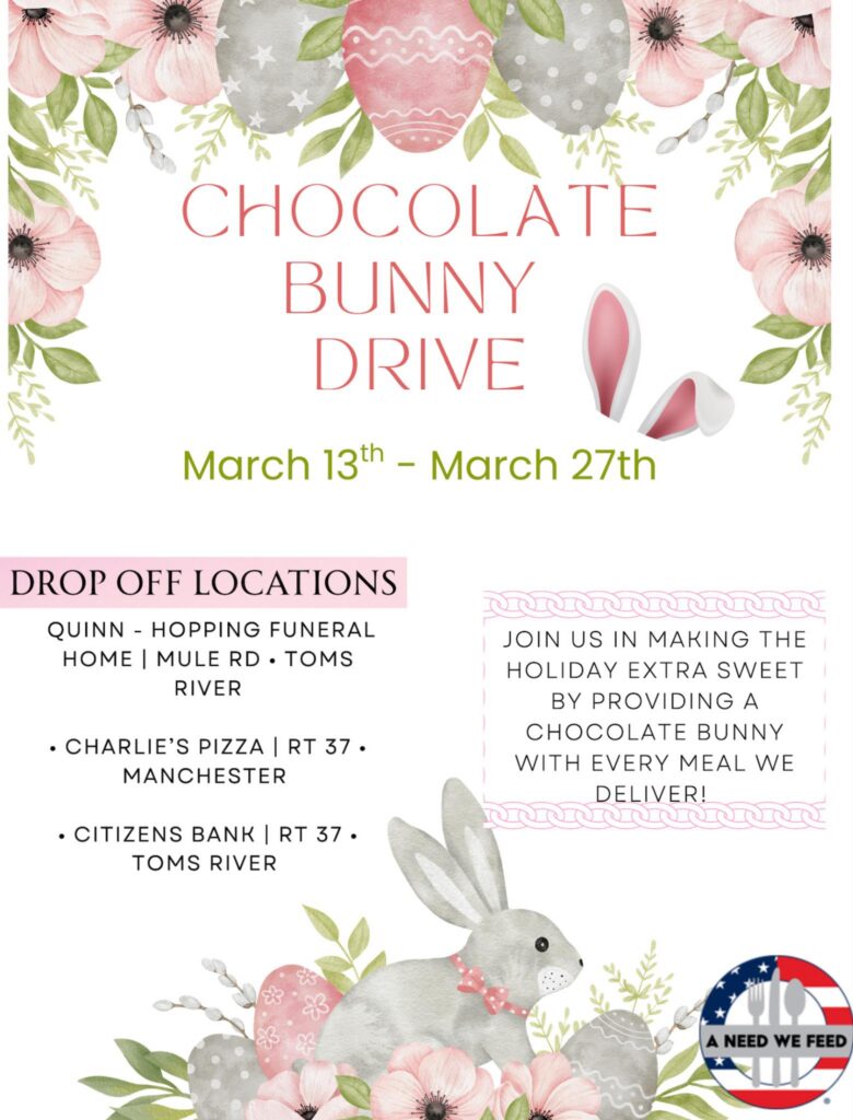 a need we feed's easter chocolate bunny drive